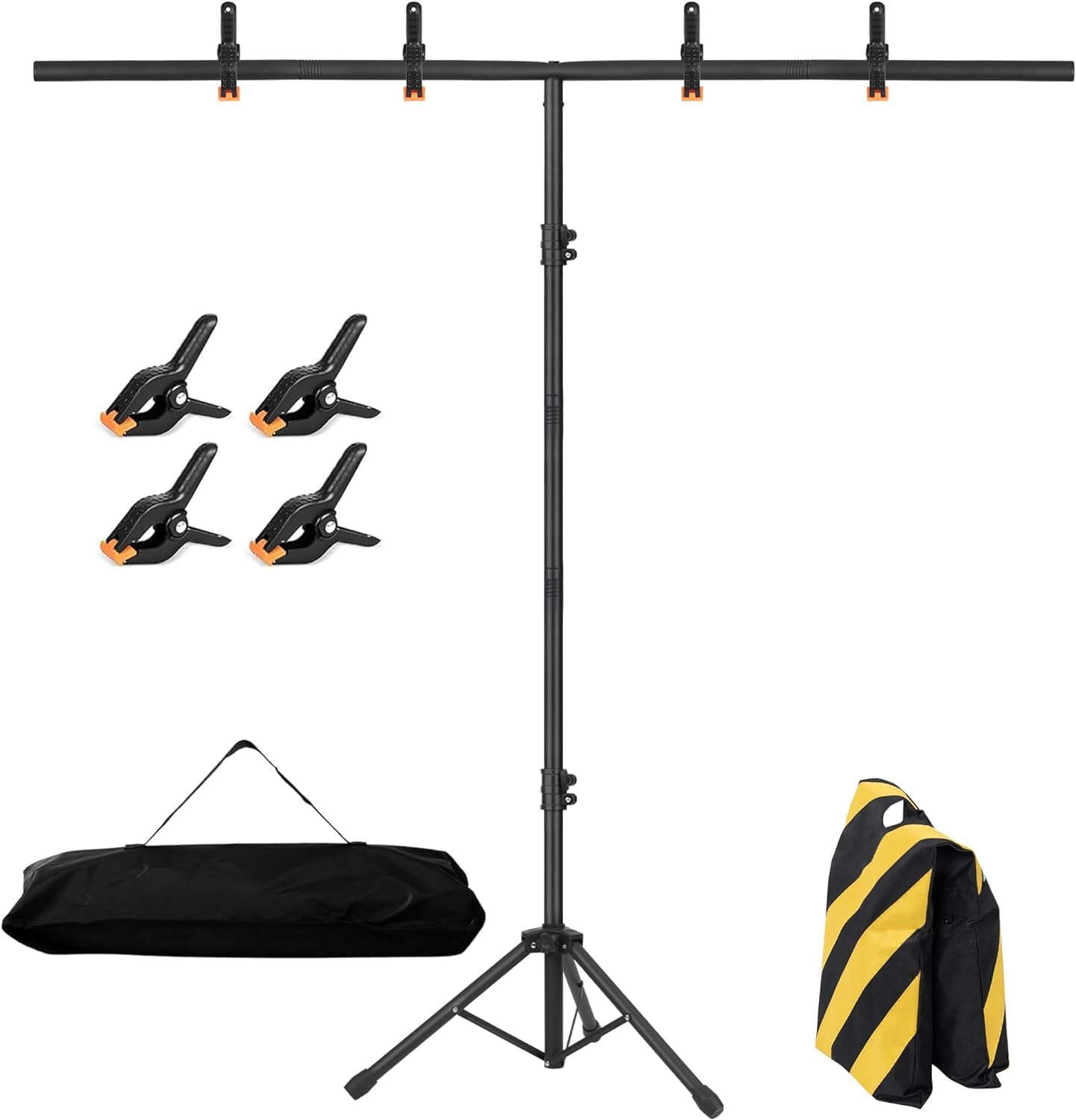 6.5X3.2Ft T Shape Backdrop Stand, Adjustable Background Support Stand Kit, Portable Photo Banner Holder With 4 Spring Clamps, Sa