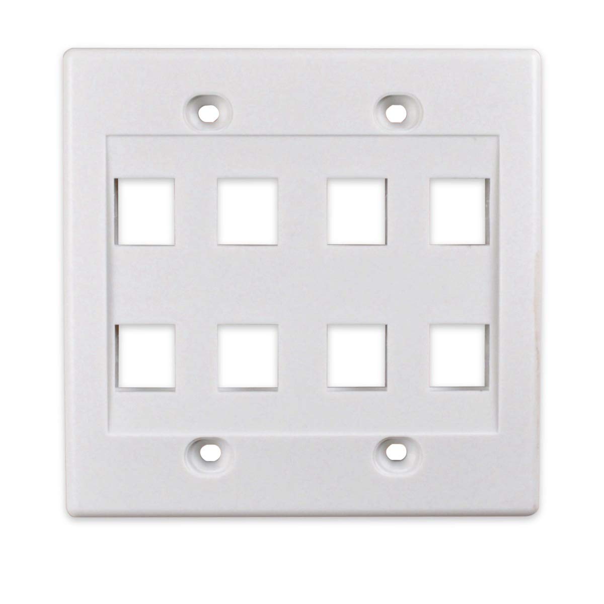 Conwork 8 Port Keystone Wall Plate 2 Gang Compatible With Standard Keystone Jack And Modular Inserts (1 Pack)