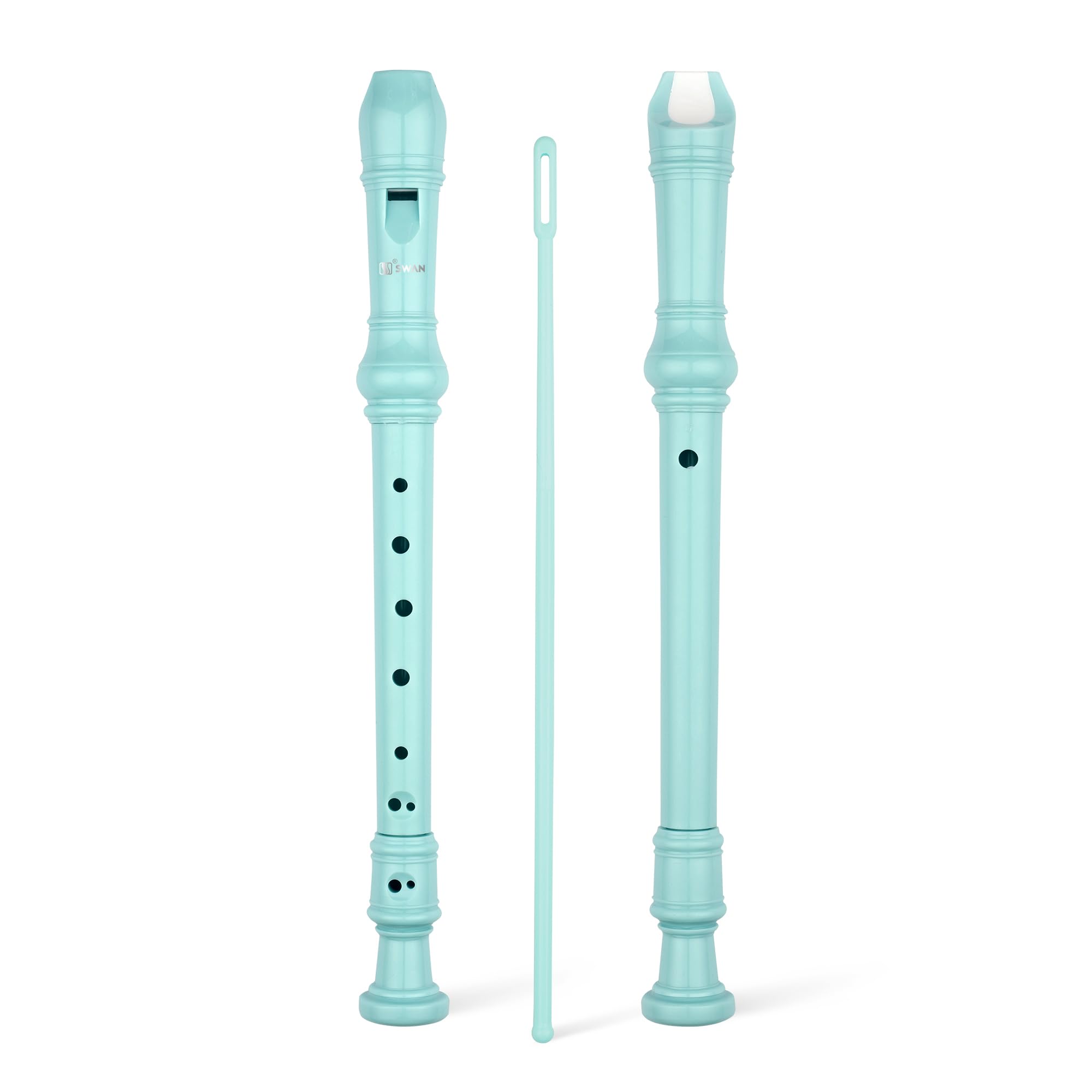 SWAN Soprano Recorder Instrument for Beginners Kids Student - German Fingering 8 Hole Flute Detachable 3pcs ABS Descant Recorder