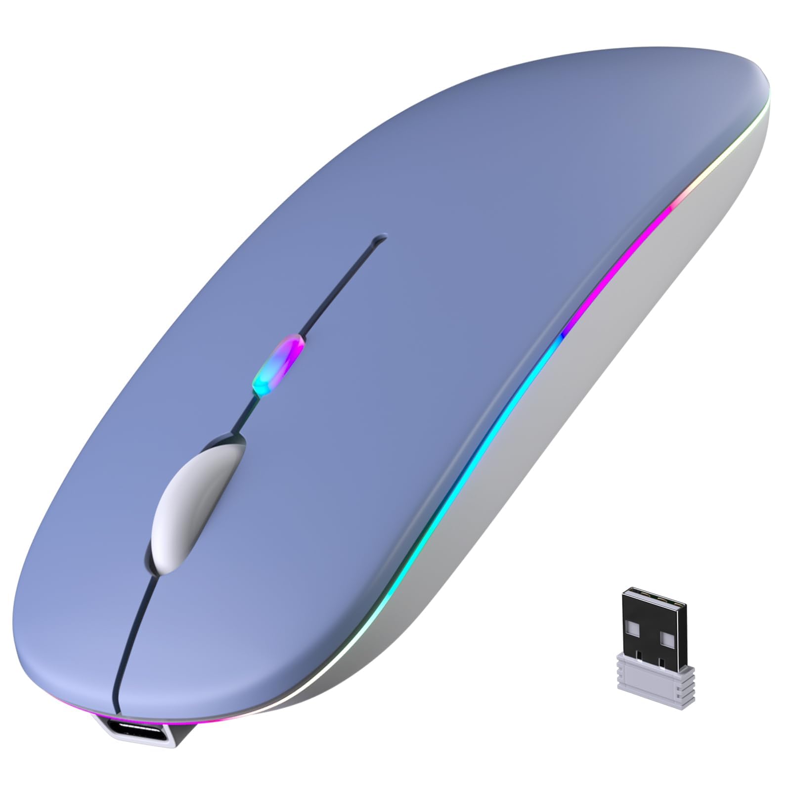 Afaartcci Rechargeable Wireless Mouse, Silent Bluetooth Mouse (Purple)