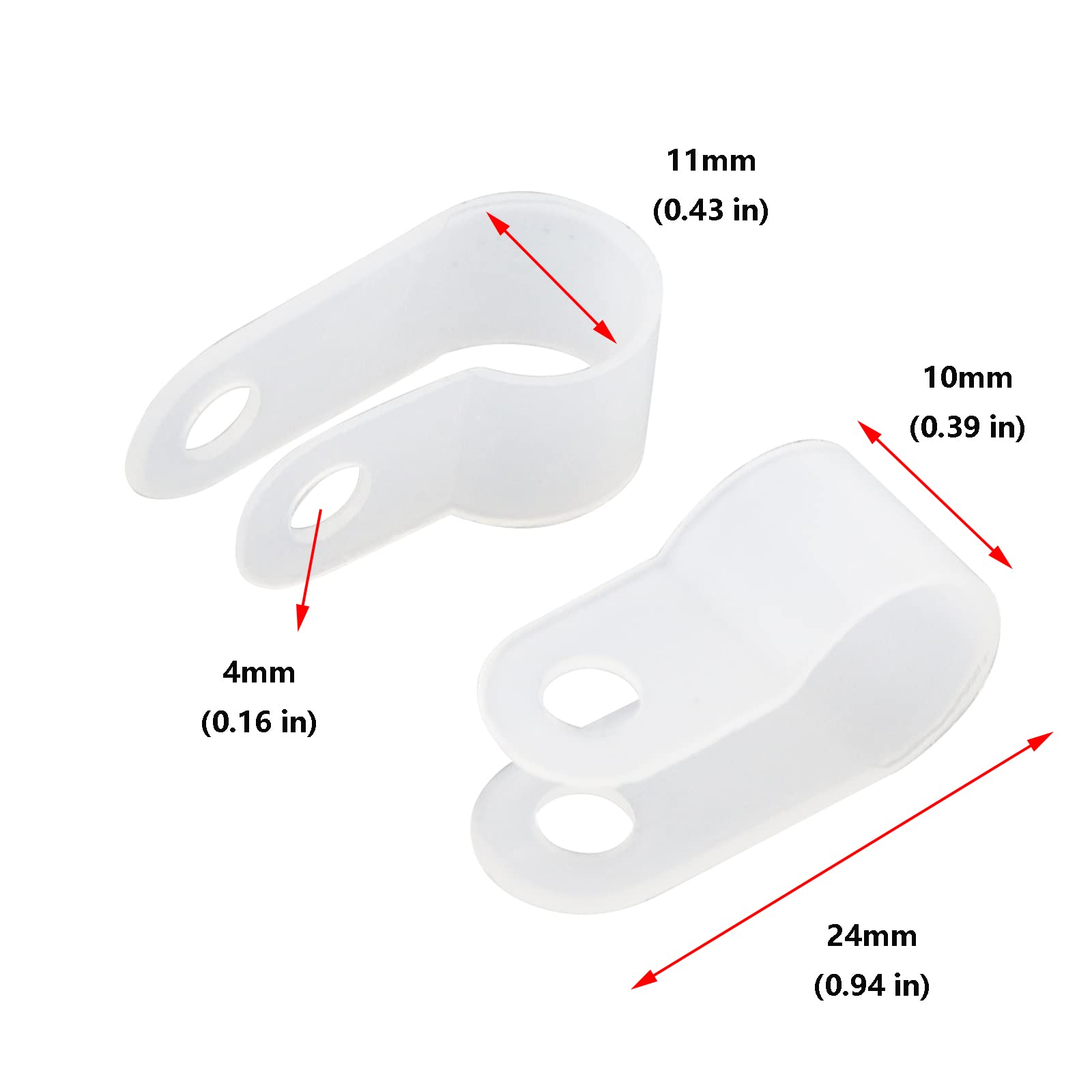 Antrader R Type Cable Clamp White Nylon Cable Organizer Clips For 3/8 Inch Diameter Wire Rope Management Pack Of 200