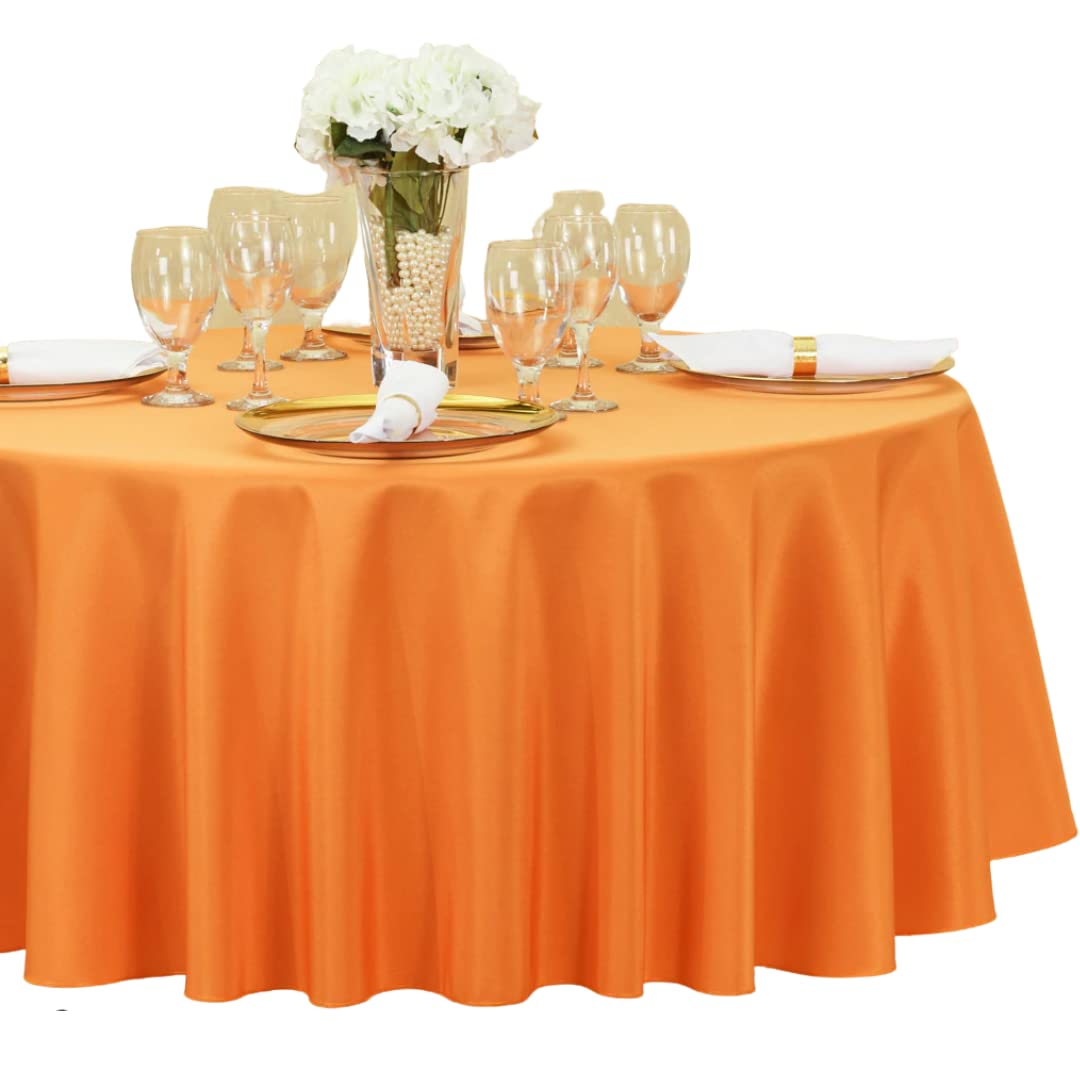Linentablecloth 90 Inch Round Polyester Tablecloth Pumpkin