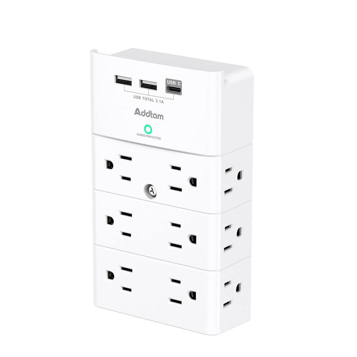Multi Plug Outlet   Addtam Surge Protector Wall Mount With 12 Outlet Extender  3 Sides And 3 Usb Ports (1 Usb C), Outlet Splitte