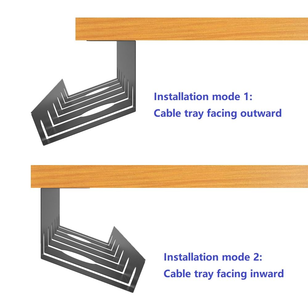 Qiaoyoubang 2 Pcs Of Cable Management Under Desk For Easy Mounting Metal Under Desk Cable Organizer For Office, Home Cable Tray
