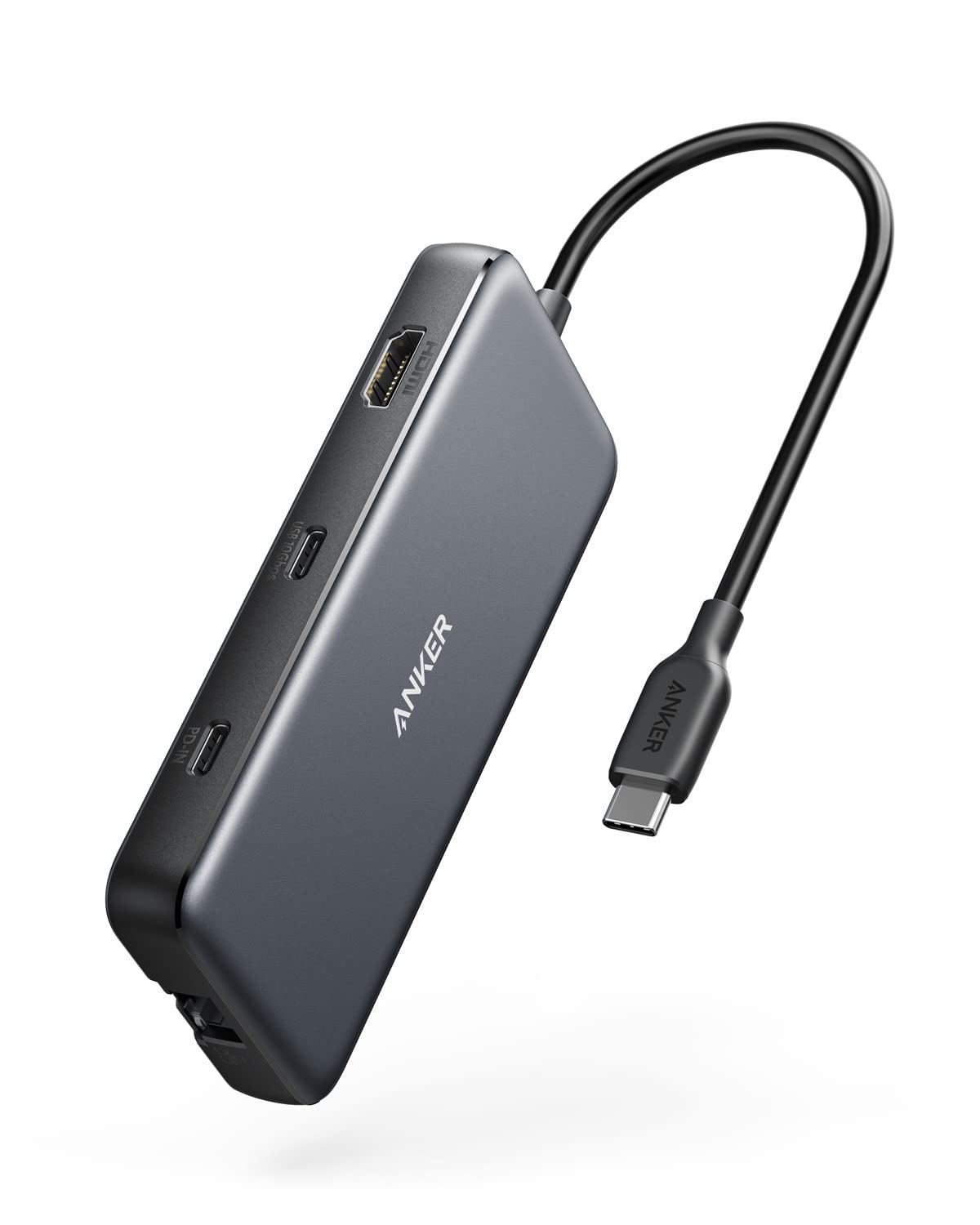 Anker 555 USB-C Hub (8-in-1) for Notebook/Monitor - Memory Card Reader - MicroSD, SD - 100W - 4K 3840x2160 - 2 USB-A Ports - 1 U