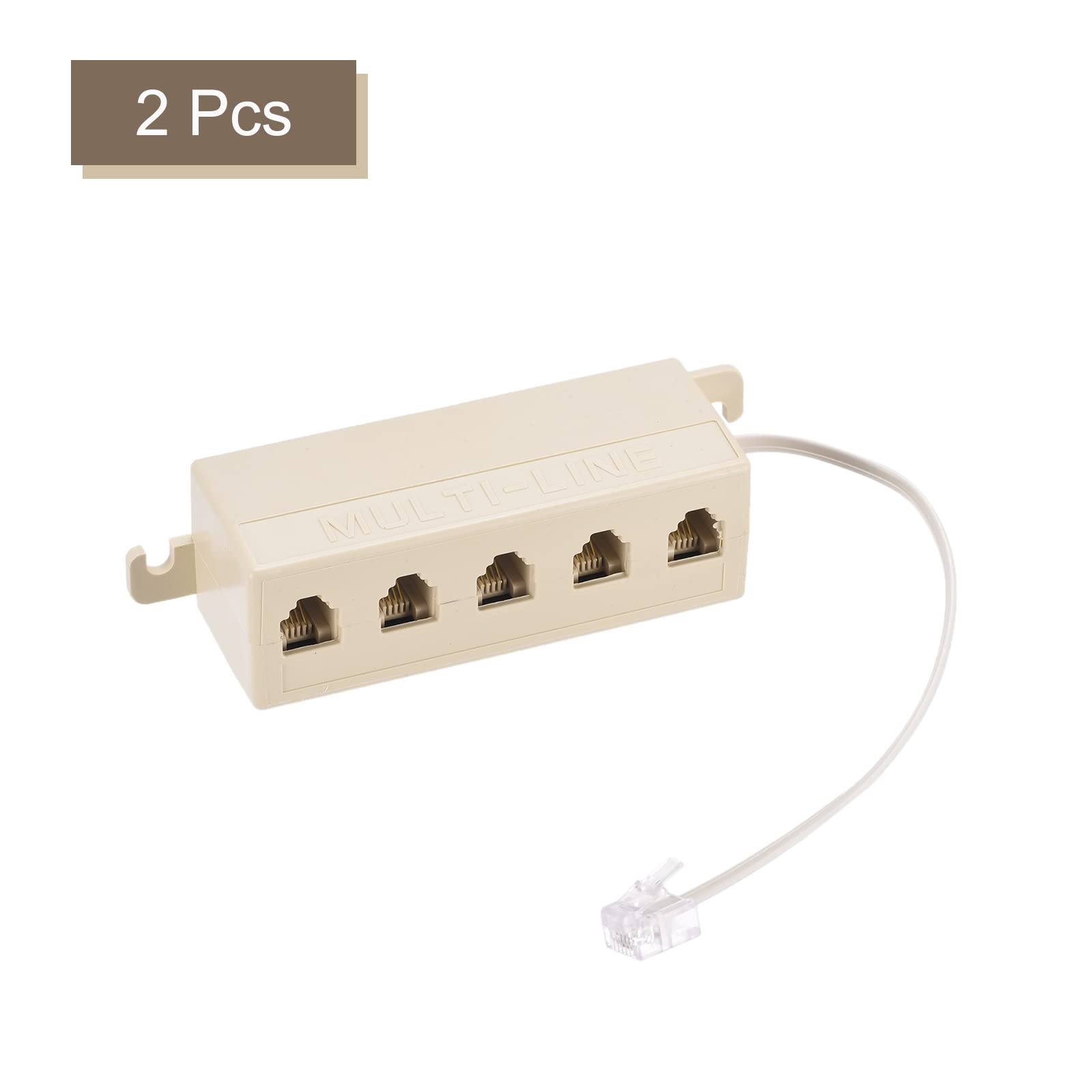Meccanixity Phone Jack Splitter 6P4C Male To 5 Female Way Socket Adapter Telephone Line Splitter With Telephone Extension Cord 2