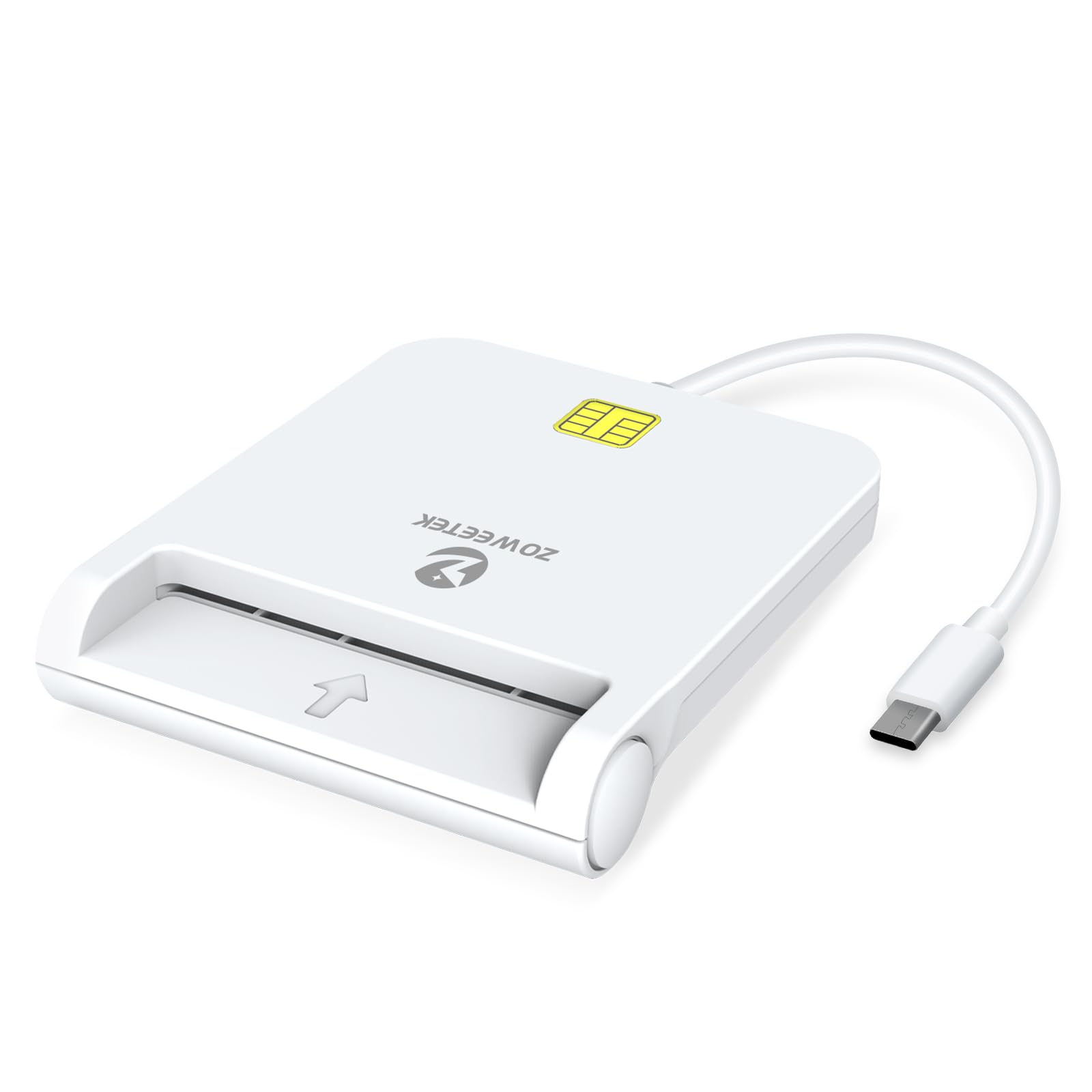 Zoweetek Cac Reader Military, Usb C Cac Reader, Cac Reader For Mac Os/Windows/Linux, Compatible With Military Common Access Card (White)