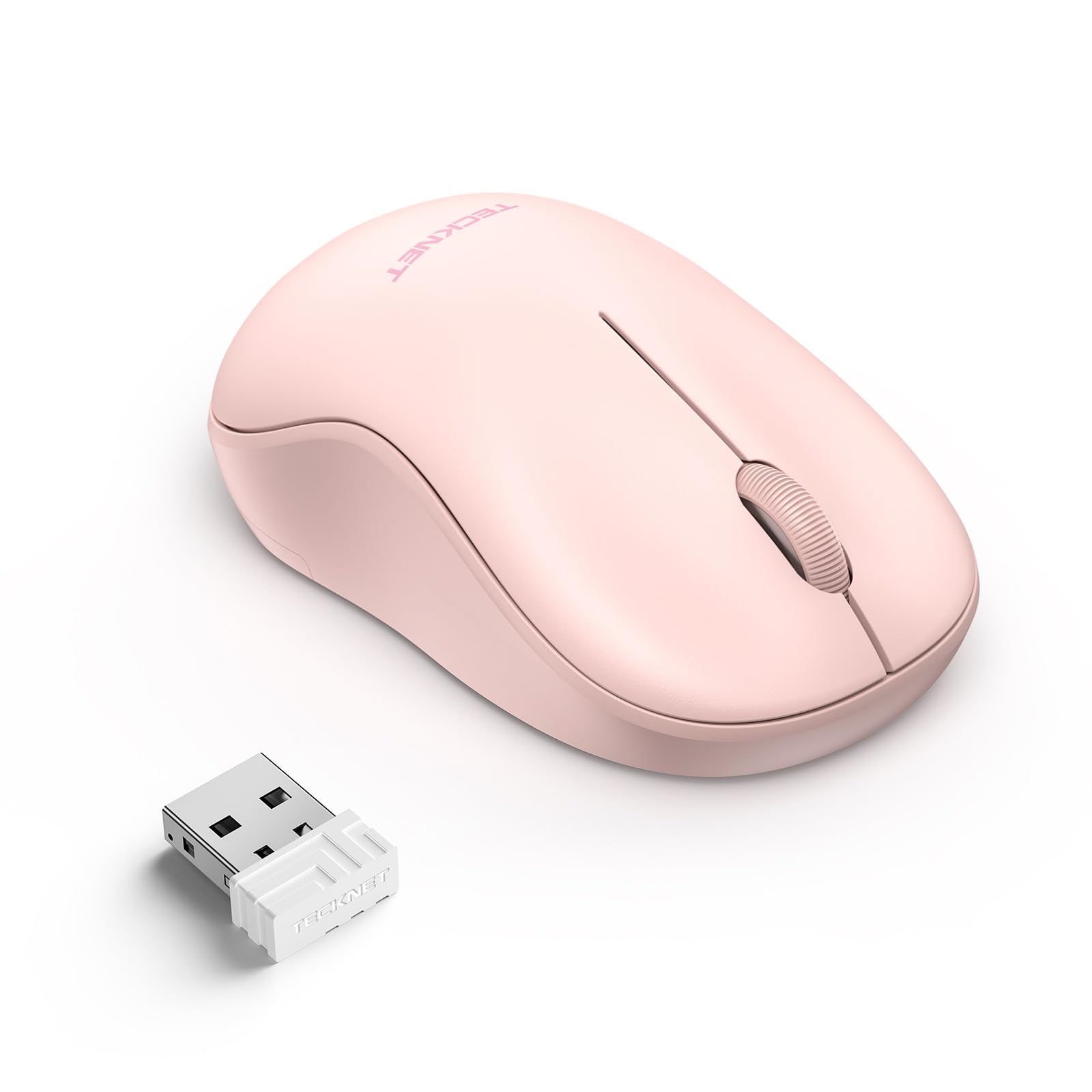 Tecknet Wireless Mouse For Laptop, 2.4G Silent Mouse Quiet Click, Small Portable Computer Mouse, 5 Dpi Levels, Cordless Mice For Pc, Chromebook, Mac   Pink