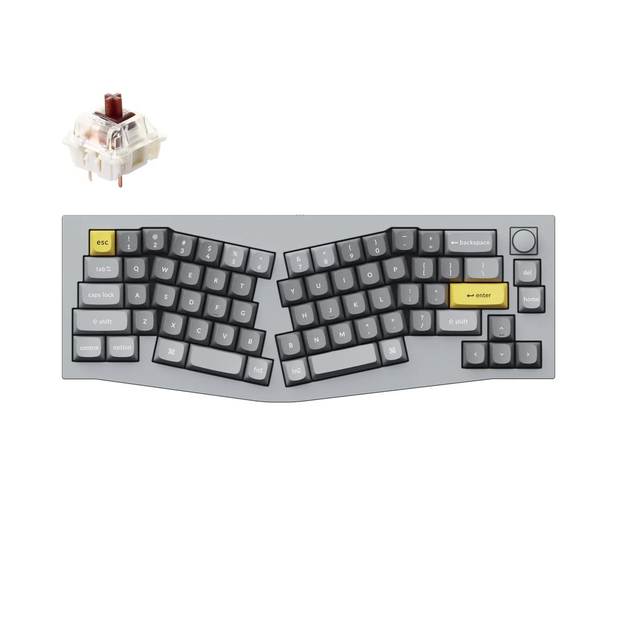 Keychron Q8 Wired Custom Mechanical Keyboard with Knob, 65% Alice Layout QMK/VIA Programmable, Hotswappable Gateron G Pro Brown