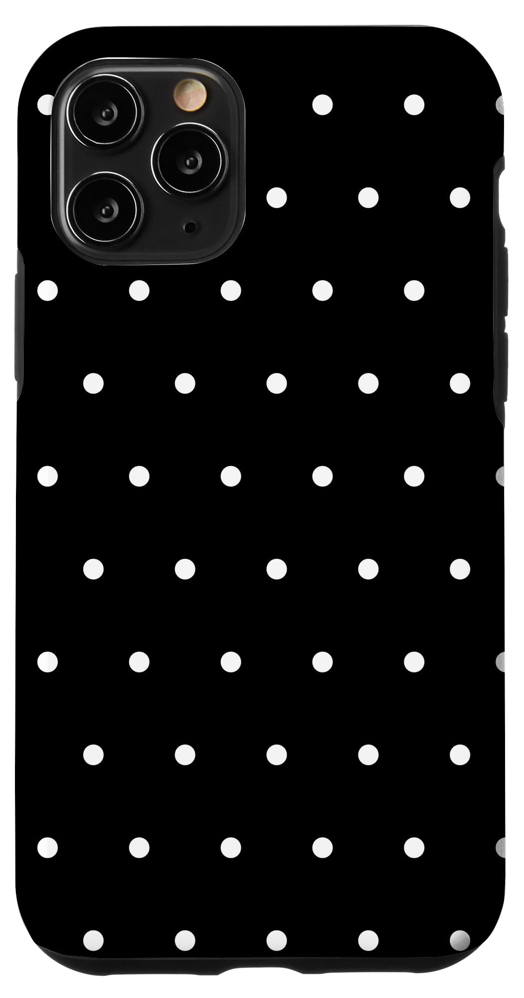 Black and White Polka Dots iPhone 11 Pro Shockproof Phone Case Black Polycarbonate