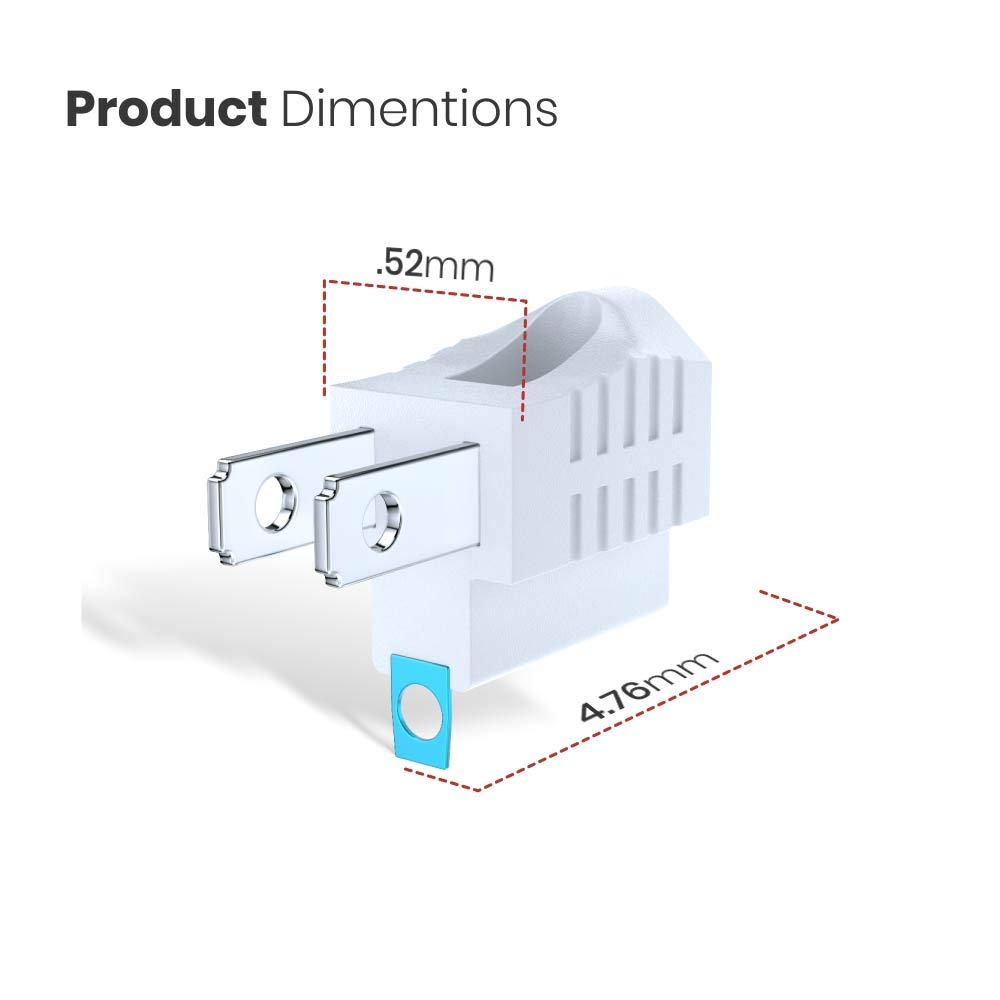 2 Prong To 3 Prong Outlet Adapter, Polarized Grounding Converter Etl Two Prong To Three Prongs Outlets 4 Pack White Etl Listed
