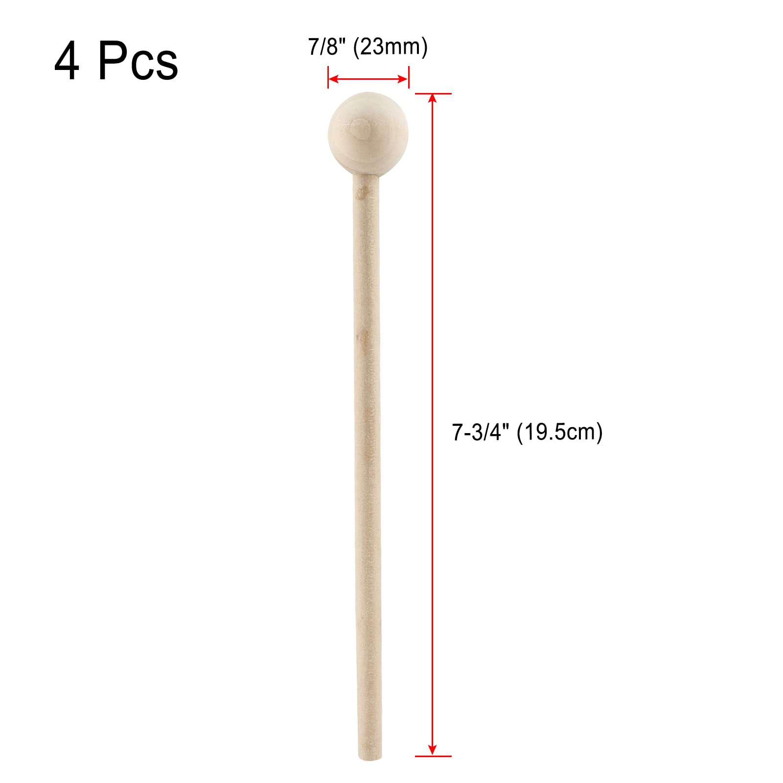 Litoexpe 2 Pair 8 Inch Wood Mallets Percussion Sticks For Glockenspiel, Xylophone, Chime, Woodblock, And Bells