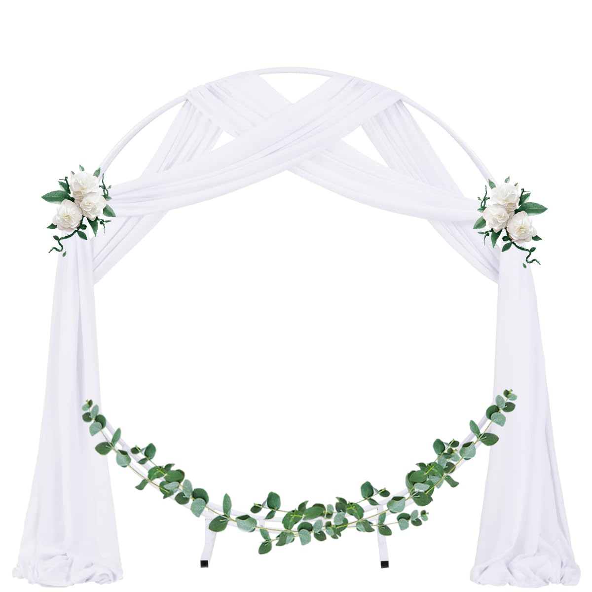 Socomi Wedding Arch Draping Fabric 2 Panels 29'' X 19Ft White Sheer Chiffon Curtain Drapes 6 Yards For Wedding Ceremony Birthday