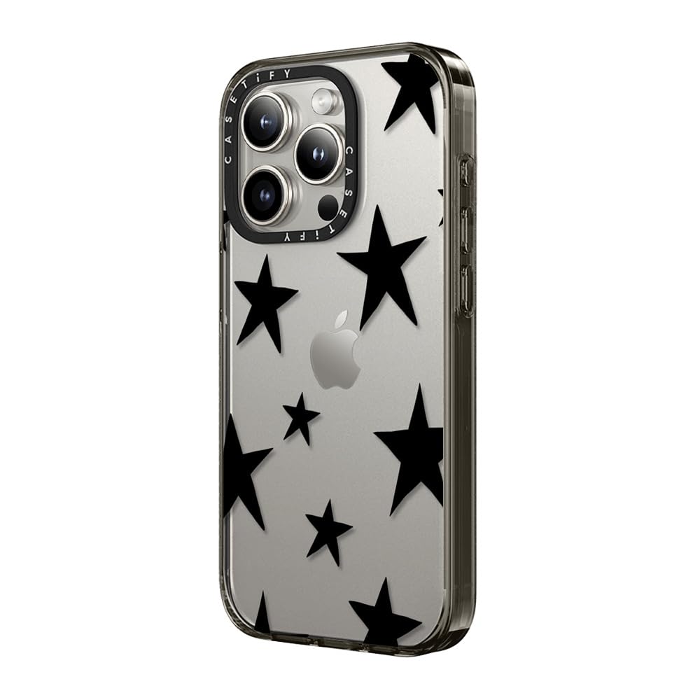 Casetify Compact Case For Iphone 15 Pro [2X Military Grade Drop Tested / 4Ft Drop Protection]   Stars Black   Clear Black