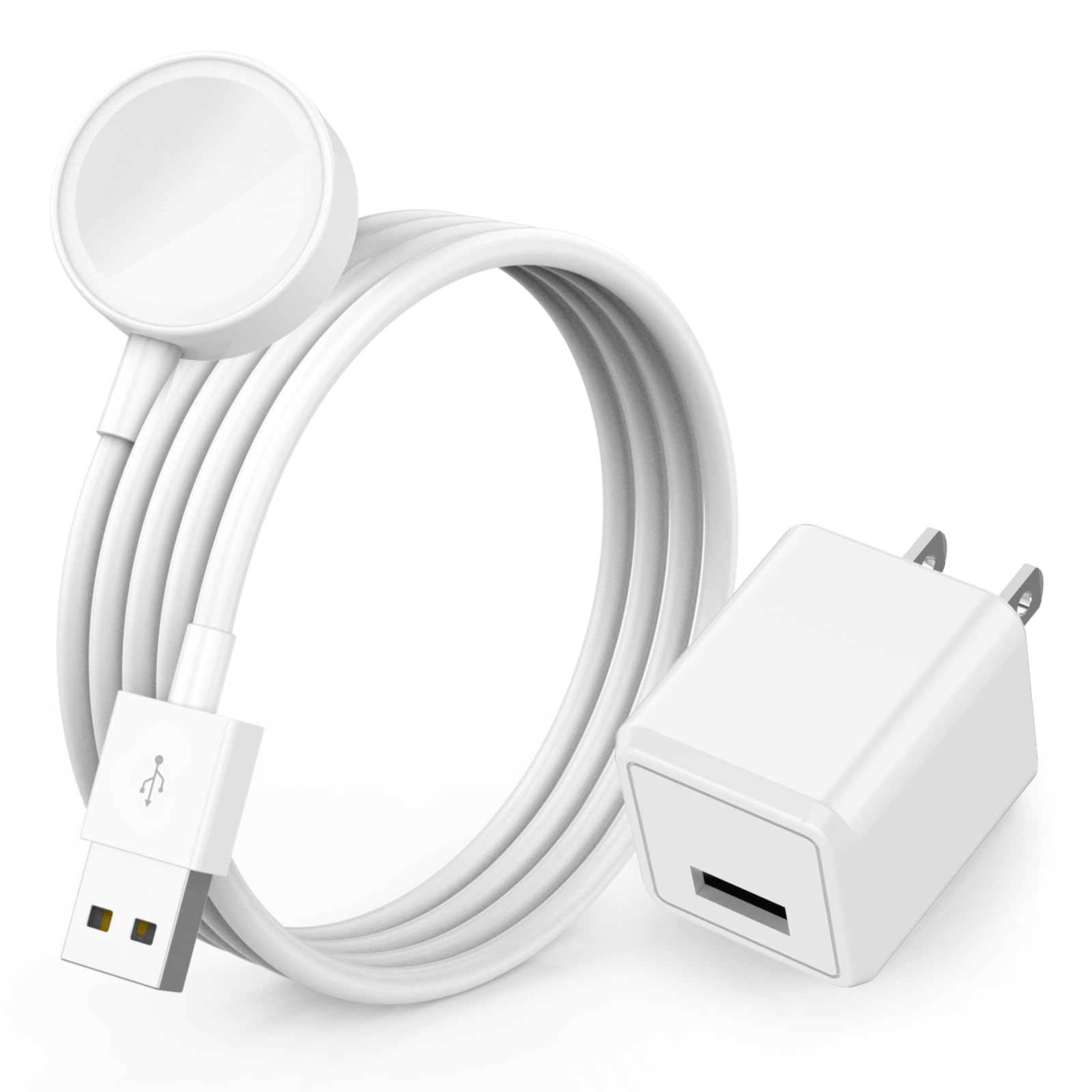 Watch Charger For Apple Watch Charger, Portable Wireless Magnetic Iwatch Charging Cable Cord With Usb Wall Charger Block Plug Ad