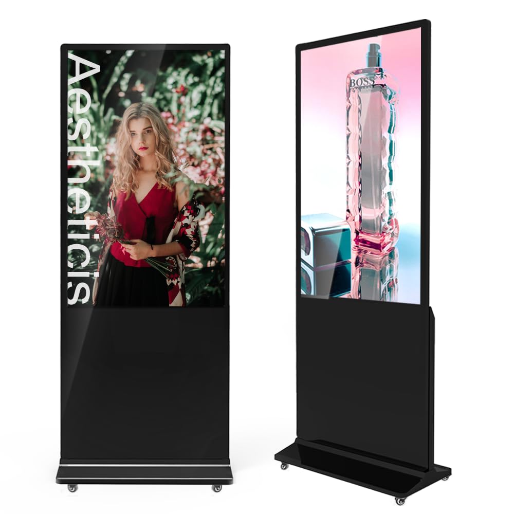 Qixzocv 55 Inch Indoor Floor Standing Digital Signage Advertising Display Kiosk Lcd Screen Commercial Totem Android System Verti