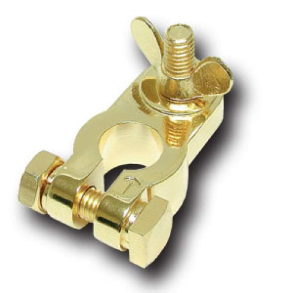 AUDIOPIPE BT100P GOLD FINISH POSITIVE BATTERY TERMINAL WITH 5/16 inch TOP RING TERMINAL