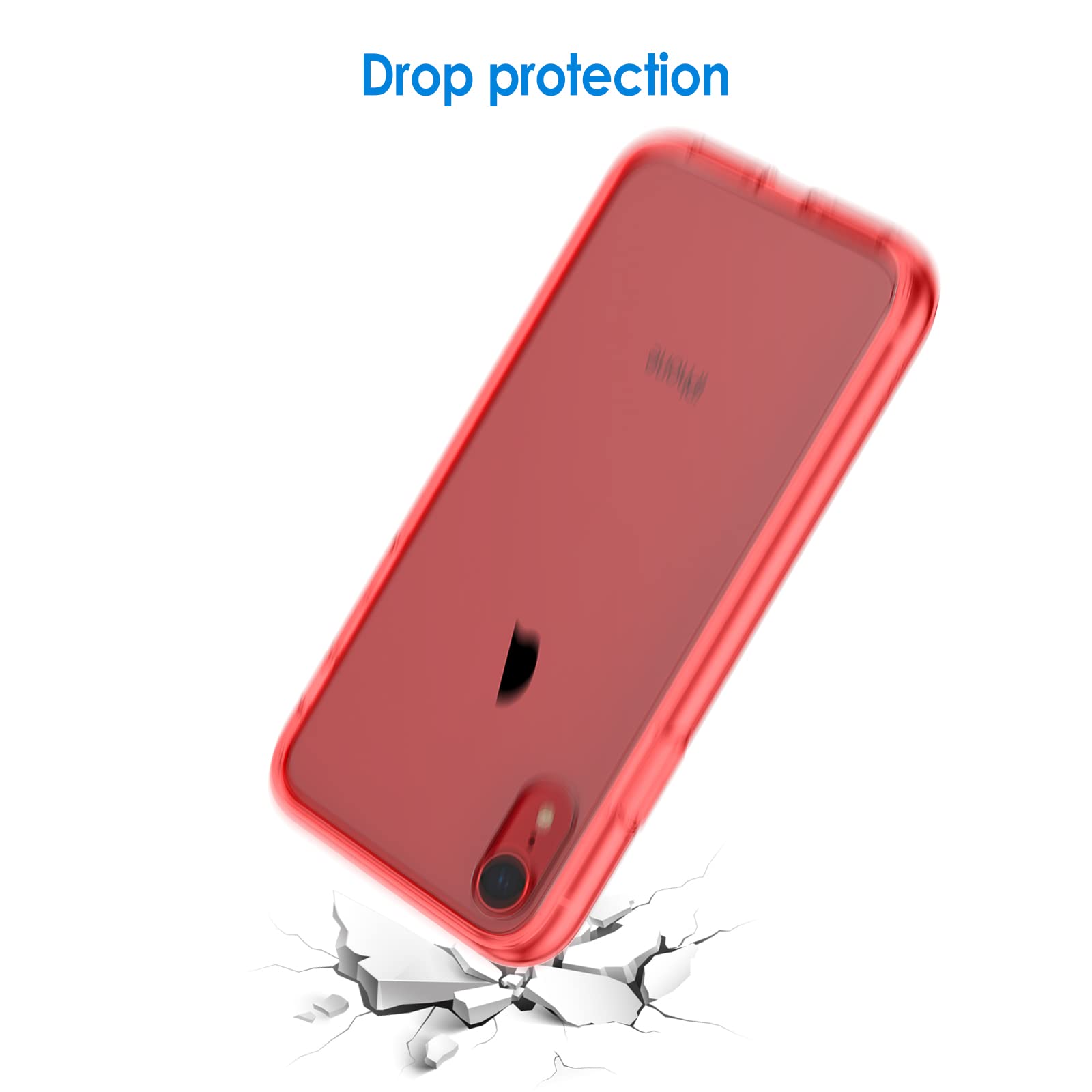 Jetech Case For Iphone Xr 6.1 Inch, Non Yellowing Shockproof Phone Bumper Cover, Anti Scratch Clear Back (Red)