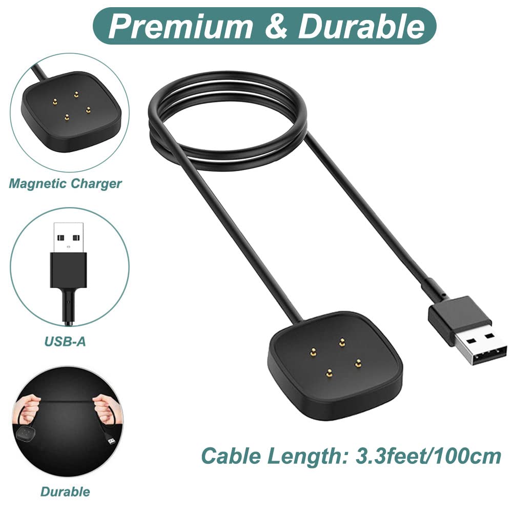 Charger For Fitbit Versa 4/Versa 3/Sense 2/Sense, Replacement Charging Cable Cord Magnetic Dock Stand For Fitbit Sense 1/2, Vers