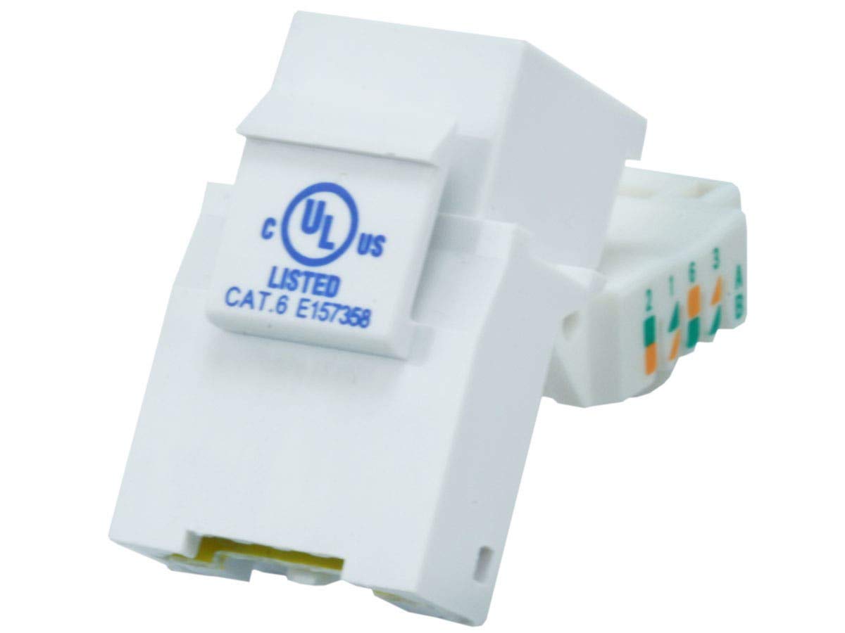 Monoprice Cat6 Rj45 Toolless Keystone Jack   For 22 24Awg Solid Wire, For Use With Wall Plate Or Ethernet Panel, White