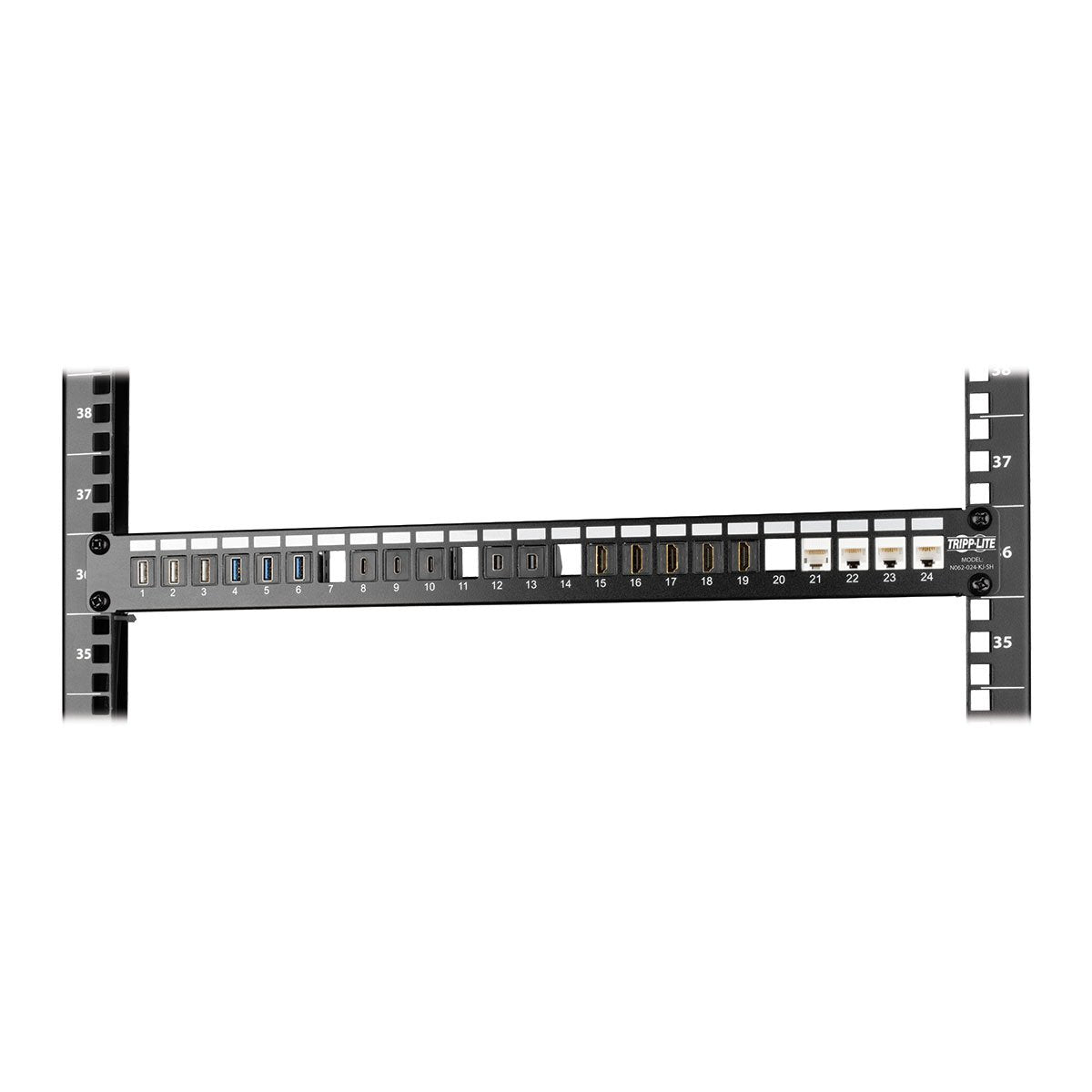Tripp Lite 24Port Shielded Blank Patch Panel Rj45 Usb Hdmi Cat5/6 1Urm Taa (N062 024 Kj Sh) , Black