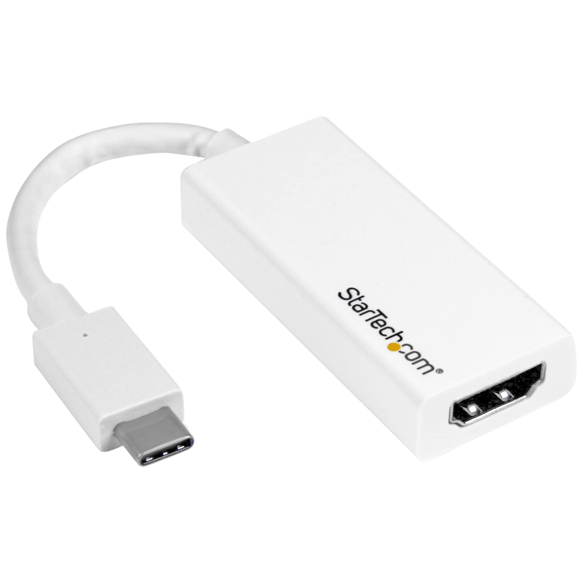 StarTech.com USB C to HDMI Adapter - White - 4K 60Hz - Thunderbolt 3 Compatible - USB Type C to HDMI Dongle Converter (CDP2HD4K6