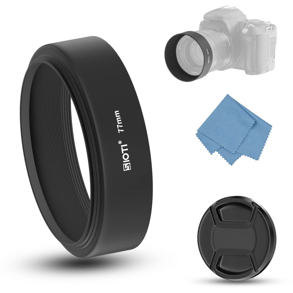 Sioti 77Mm Lens Hood, Matte Treatment Inside, Aluminum Material, Compatible With All Camera Lens S/C/N/F/O/P Etc.(77Mm)