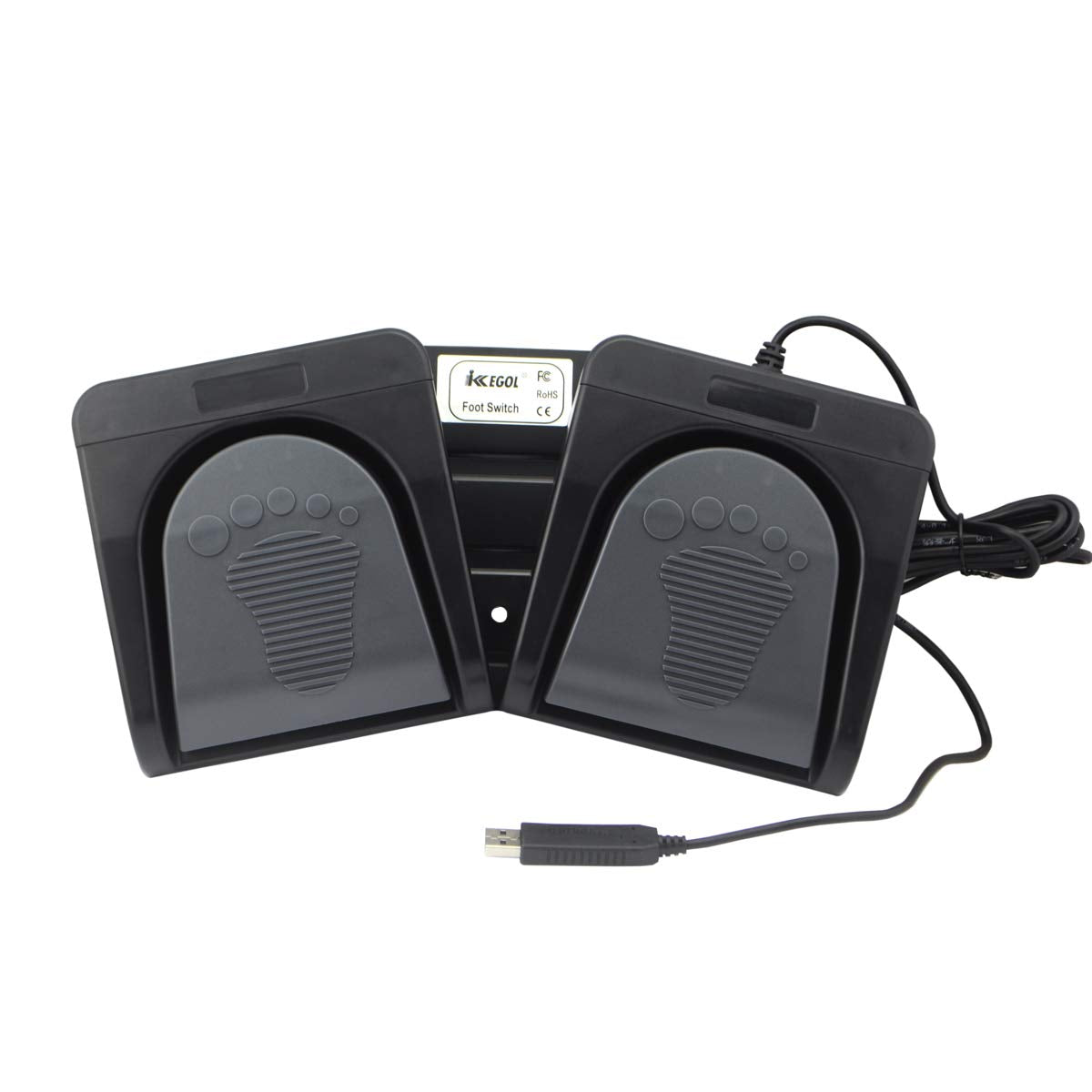 Ikkegol Upgraded Usb Double Pedal Assembly 2 Foot Switch Control 2 Key Button Footswitch Program Video Game Customized Pc Keyboard Mouse Multimedia Action Hid (Black)