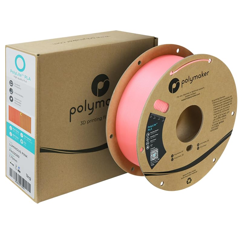 Polymaker Luminous Pla Filament 1.75Mm, Luminous Pink Pla 3D Printer Filament 1.75 1Kg   Polylite 1.75 Pla 3D Printing Filament,