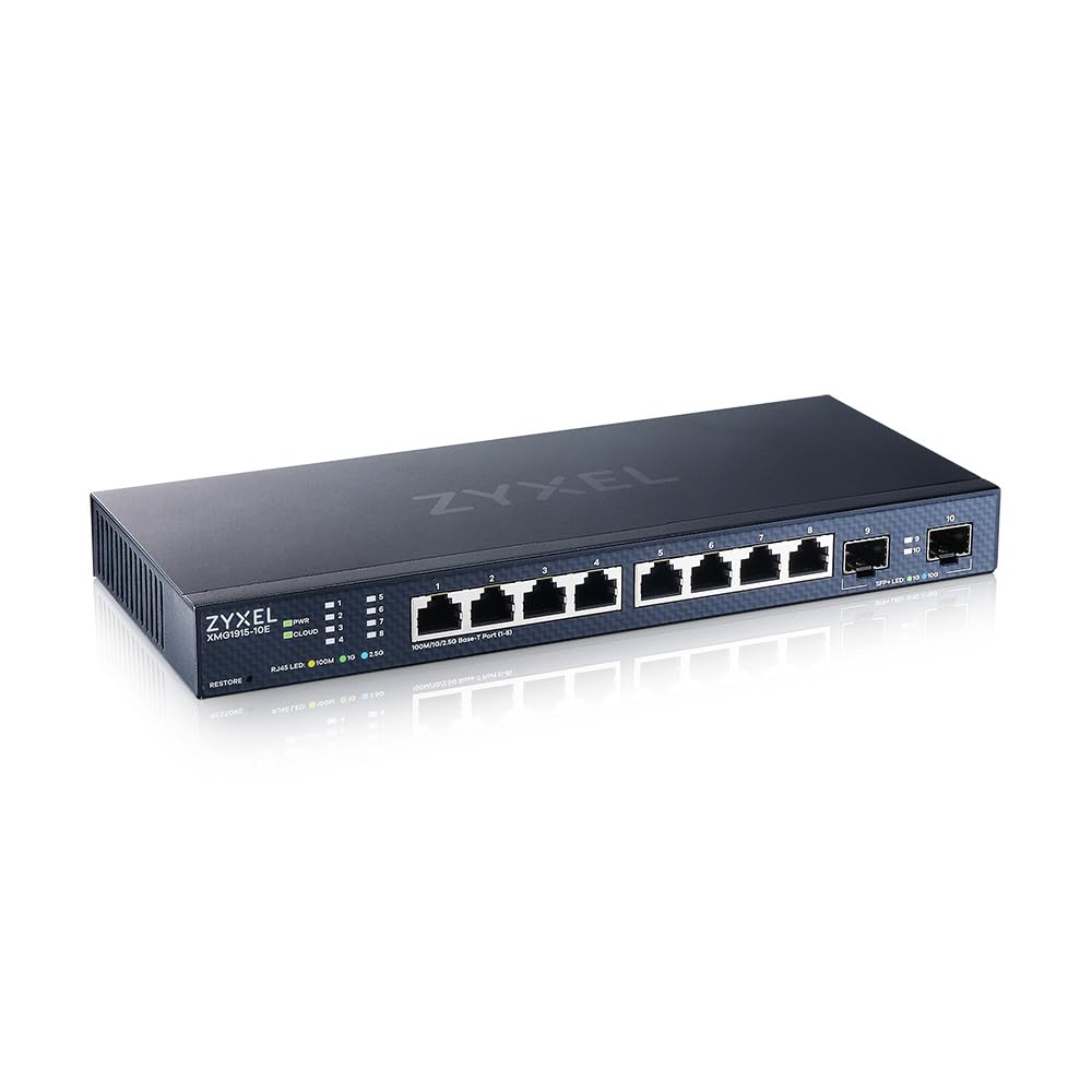 Zyxel 8 Port Multi Gig 2.5G Cloud/Smart Managed Switch With 2 X10G Sfp+ | Desktop Or Wall Mount [Xmg1915 10E]