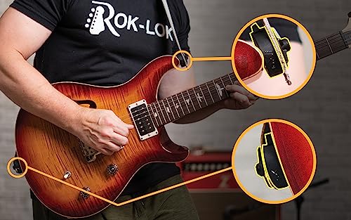 Rok Lok Universal Quick Change Guitar Strap Lock   Guitar Strap Locks Set   Protect Your Instrument With No Modifications Or Har
