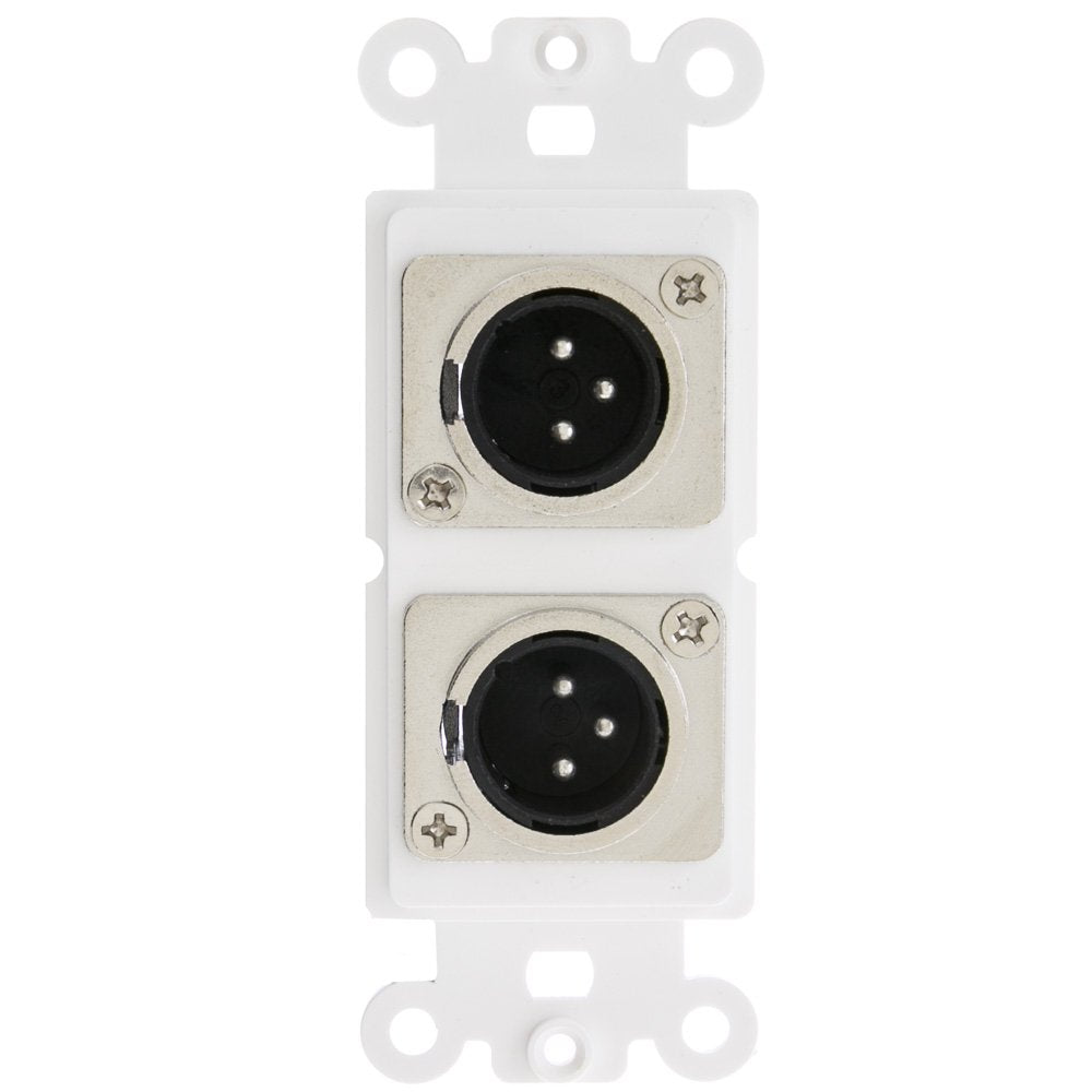 Acl Decora Dual Xlr Male To Solder Type Wall Plate Insert, White, 1 Pack