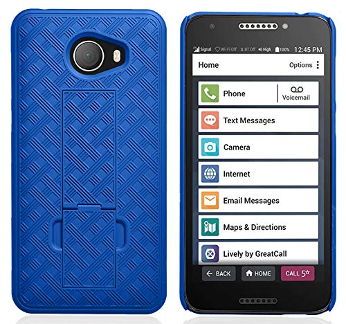 Nakedcellphone Case For Jitterbug Smart2, [Cobalt Blue] Slim Ribbed Rubberized Hard Shell Cover [With Kickstand] For Greatcall J