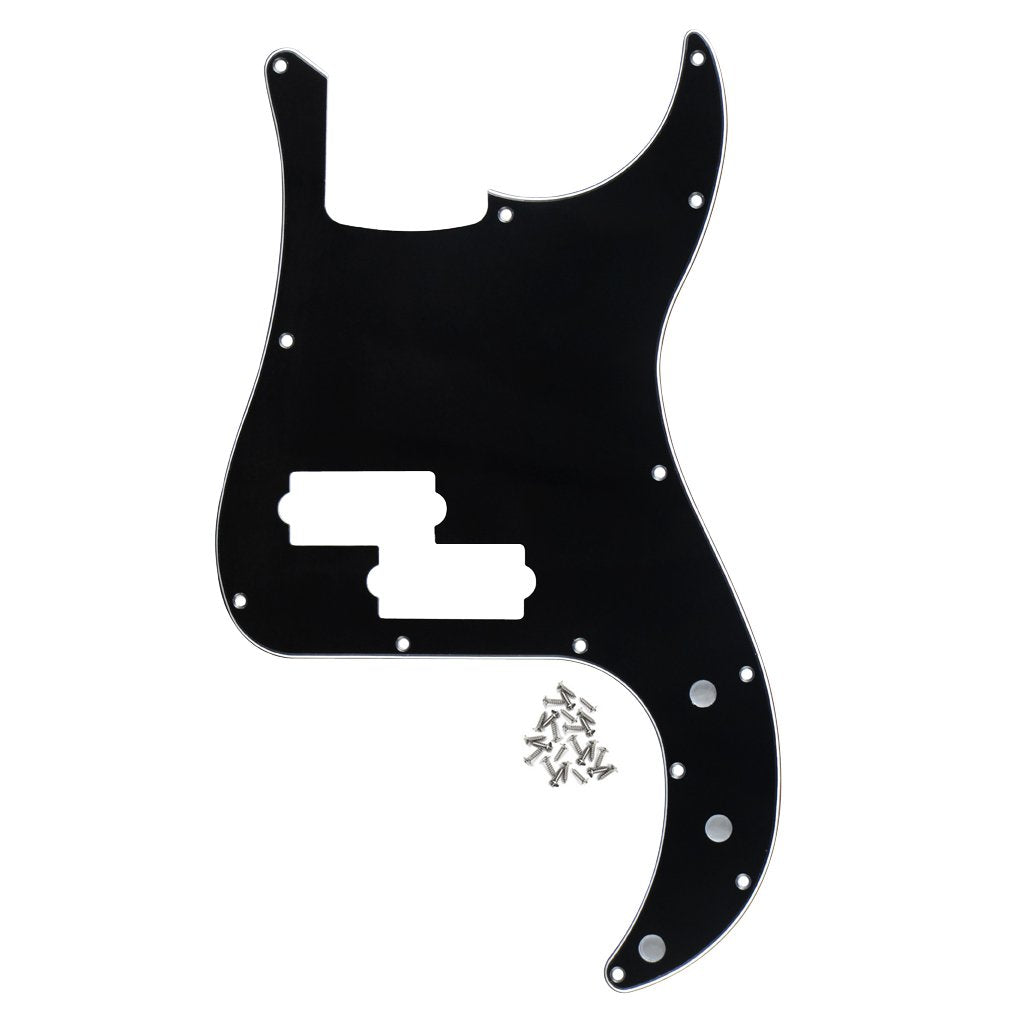 FLEOR 3Ply Black P Bass Pickguard Guitar Scratch Plate Pick Guard for 4 String American/Mexican Standard P Bass Style