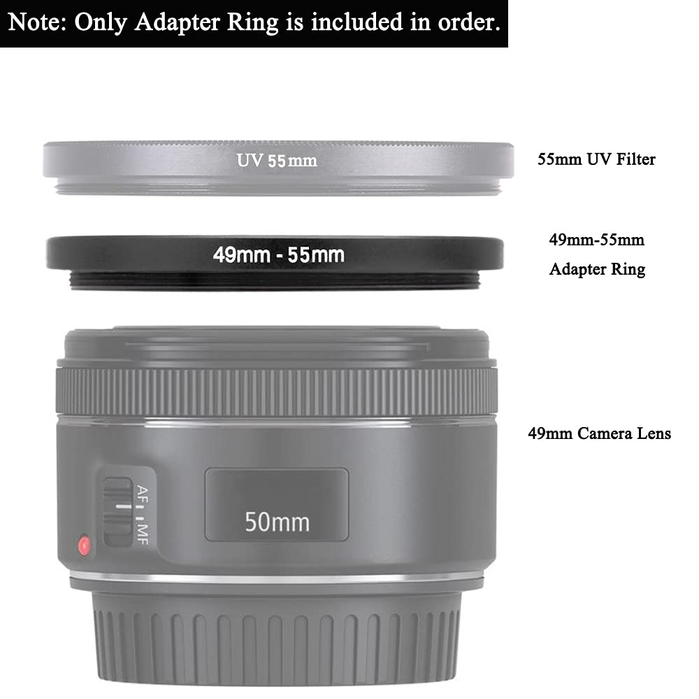 49Mm 55Mm Step Up Ring(49Mm Lens To 55Mm Filter, Hood,Lens Converter And Other Accessories) (2 Packs), Fire Rock 49 55 Aerometal