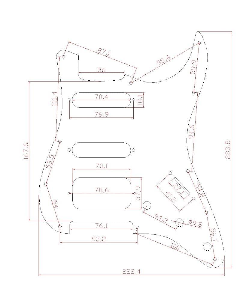 Kaish 11 Hole American Modern Strat Style Hss Pickguard 2 Screw Round Corner Humbucking Pickup Mounting For Stratocaster/Strat A