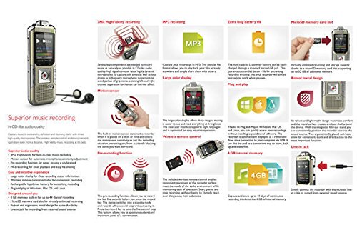 Philips Voice Tracer Dct6500 With 3 Mic High Fidelity Music Recording Including Wireless Remote