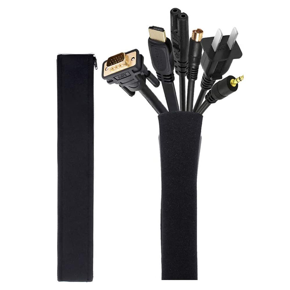Joto Cable Management Sleeve 1920 Inch Flexible Cable Sleeve Wrap Cover Organizer, 2 Piece
