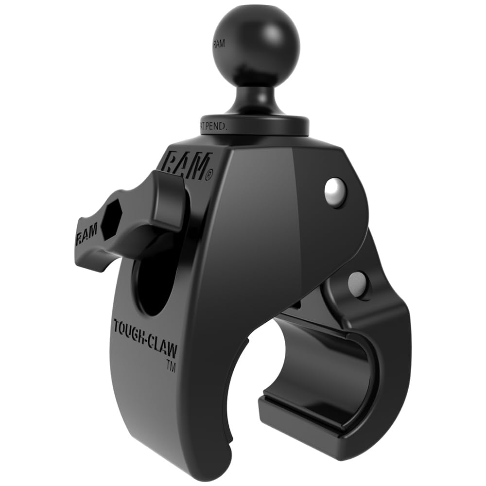 Ram Mounts Rap B 404U Tough Claw Medium Clamp Base With B Size 1'' Ball For Rails 1'' To 1.6'' In Diameter