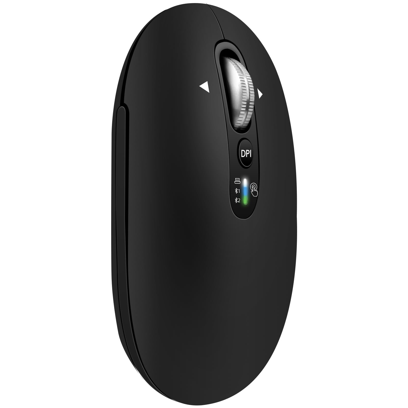 Wireless Bluetooth Mouse,USB+BT2,Slim Pebble Multi Device Small Travel Mice,Metal 4 Way Super Scrolling, 3000 DPI,8 Buttons,Quie