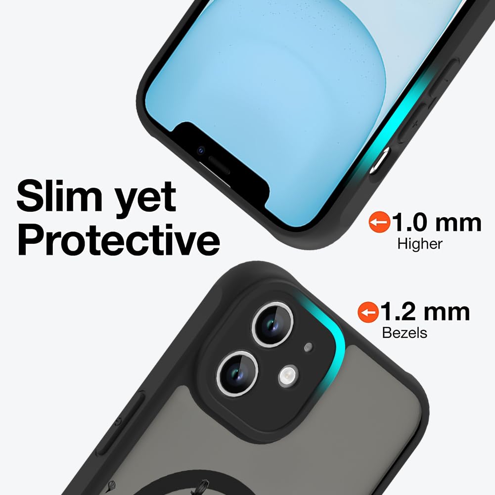 Ook Magnetic For Iphone 12 Case [Compatible With Magsafe] Black Wild Flower Slim Translucent Matte Case For Iphone 12 Case Camer