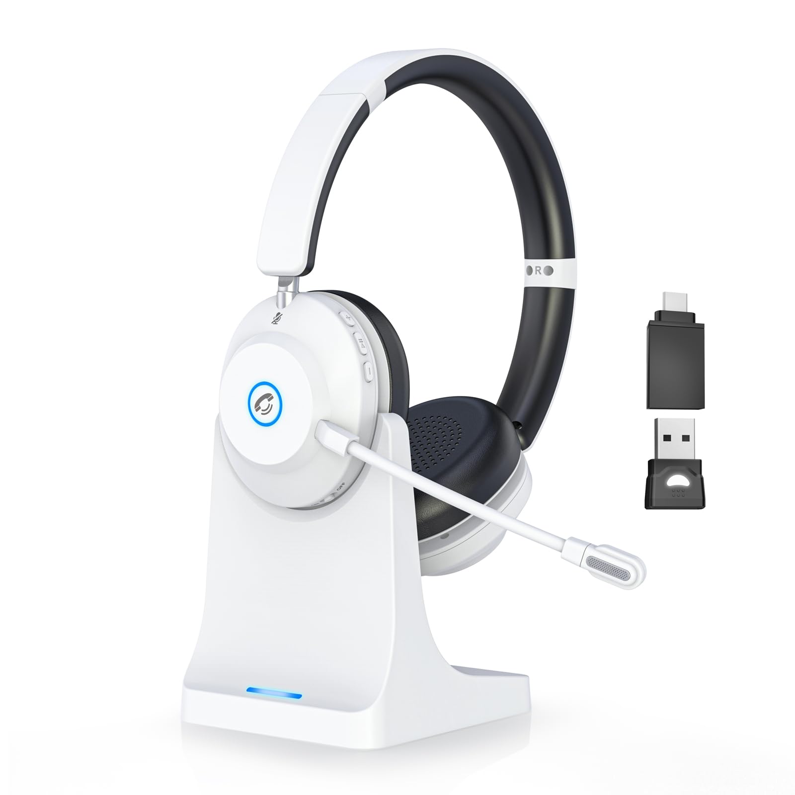 Wireless Headset with Mic, Bluetooth Headset with AI ENC Noise Cancelling