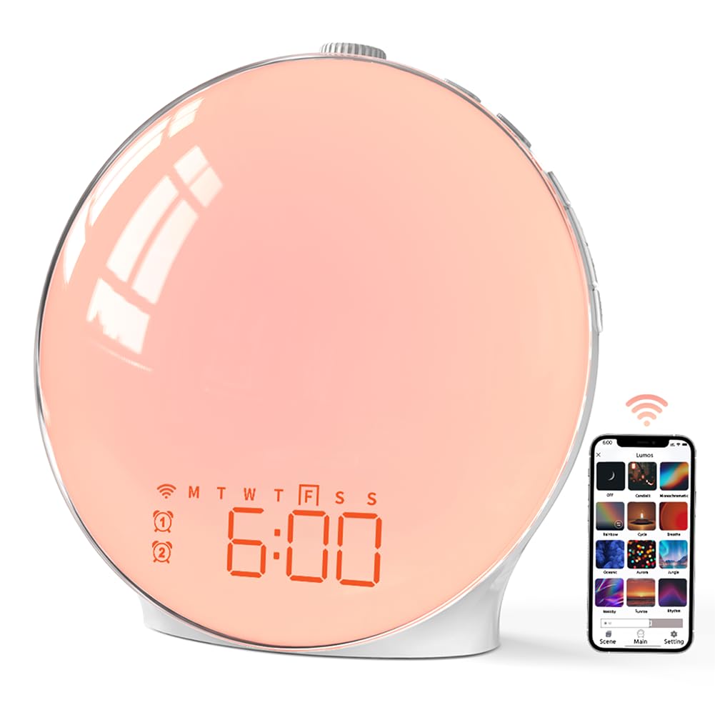 Momilla Sunrise Alarm Clock, Smart Wake Up Light Compatible With Alexa, Dual Alarms With Fm Radio, Snooze Function For Heavy Sle