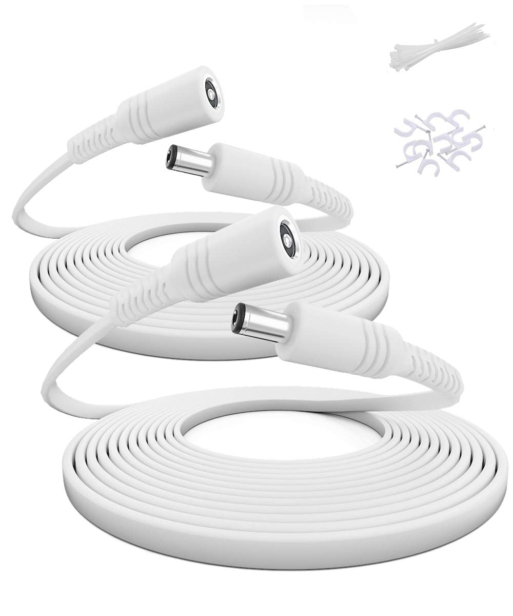 Itramax 30Ft 12V Dc Extension Cable (2 Pack),Dc 2.1Mm X 5.5Mm 5521 Power Supply Adapter Flat Extender Cord,Female To Male Wire F