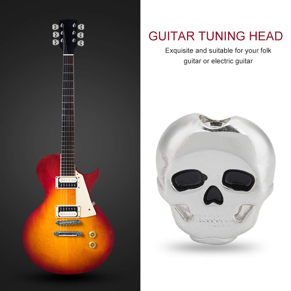 6Pcs Tuning Peg , Tuning Key Button Heads For Folk, Electric And Acoustic Guitar(Sliver)