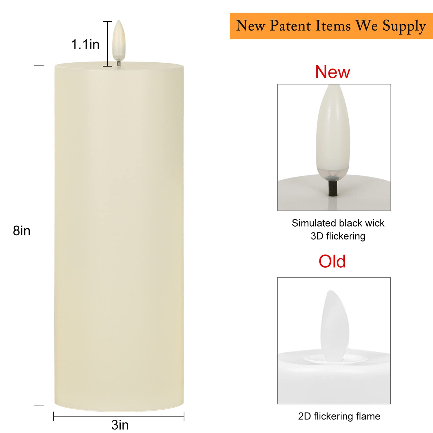 Angelloong Waterproof Flickering Flameless Candles For Outdoor, Battery Operated Candles With Timer, Set Of 2 Large Electric Led