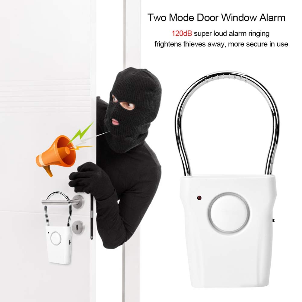 Door Handle Alarm With 120Db, Vibration Triggered Portable Security Burglar Alert Door Alarm Extremely Loud Audible Alarm Perfec