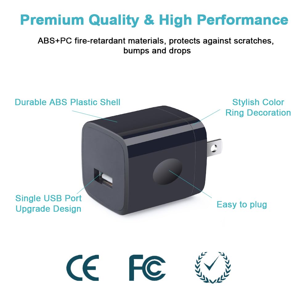 Usb Wall Charger, Charger Block, 3 Pack 2.4A Dual Port Charging Block Charger Cube Power Adapter Charge For Iphone 16 15 14 13 1