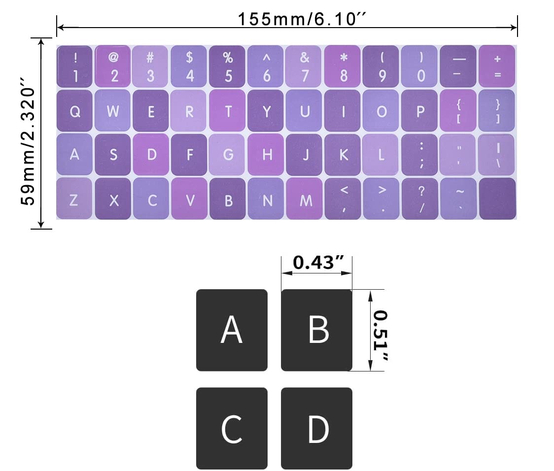 2Pcs English Keyboard Stickers With Tweezer, Universal Keyboard Sticker Purple Background With White Lettering Keyboard Letters