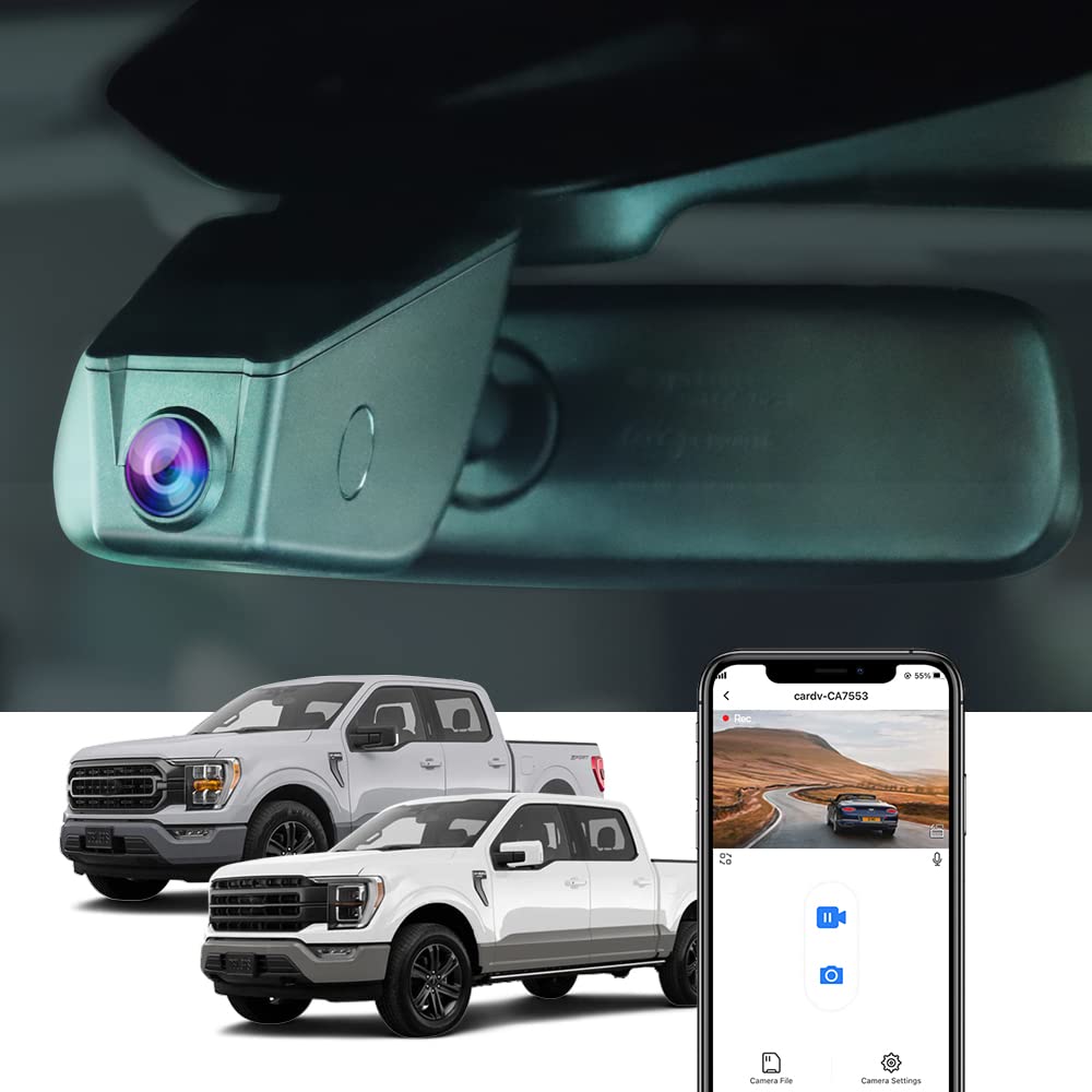 Fitcamx 4K Dash Cam Suitable For Ford F150 & F250 2021 2024 Limited Xlt Xl Raptor Lariat Platinum King Ranch Tremor, Oem Style, 